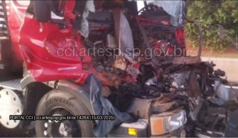 acidente entre caminhão e carreta em Assis